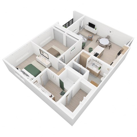 Floor plan for 2 beds, 2 baths, 1063 sqft